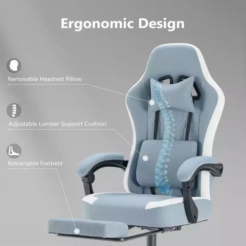 Chaise de bureau ergonomique TUYOHW avec siège à ressorts ensachés, chaise de jeu de 300 lb avec coussin lombaire réglable et repose-pieds pour adultes et étudiants