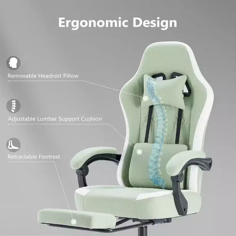Chaise de bureau ergonomique TUYOHW avec siège à ressorts ensachés, chaise de jeu de 300 lb avec coussin lombaire réglable et repose-pieds pour adultes et étudiants
