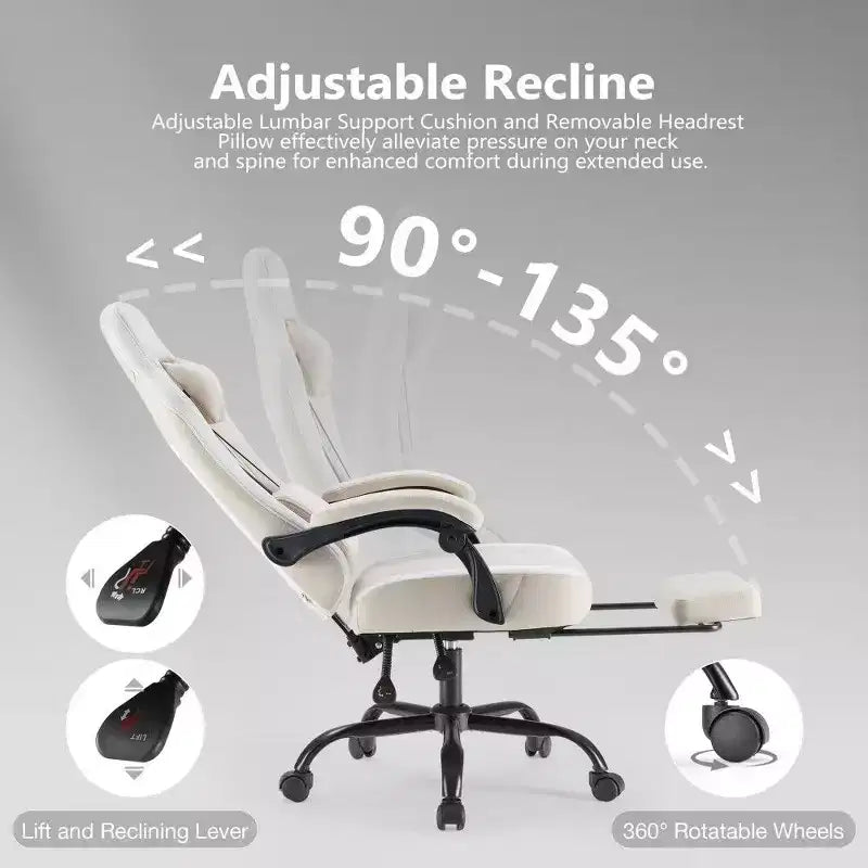 Chaise de bureau ergonomique TUYOHW avec siège à ressorts ensachés, chaise de jeu de 300 lb avec coussin lombaire réglable et repose-pieds pour adultes et étudiants