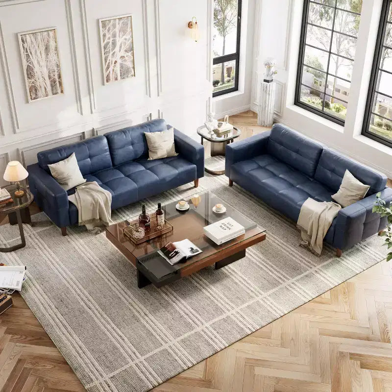 Canapé 3 places, large canapé en similicuir de 83 po avec coussins à ressorts, canapé moderne avec 2 coussins de dossier amovibles, pour salon, chambre à coucher