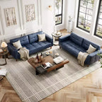 Canapé 3 places, large canapé en similicuir de 83 po avec coussins à ressorts, canapé moderne avec 2 coussins de dossier amovibles, pour salon, chambre à coucher