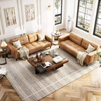 Canapé 3 places, large canapé en similicuir de 83 po avec coussins à ressorts, canapé moderne avec 2 coussins de dossier amovibles, pour salon, chambre à coucher