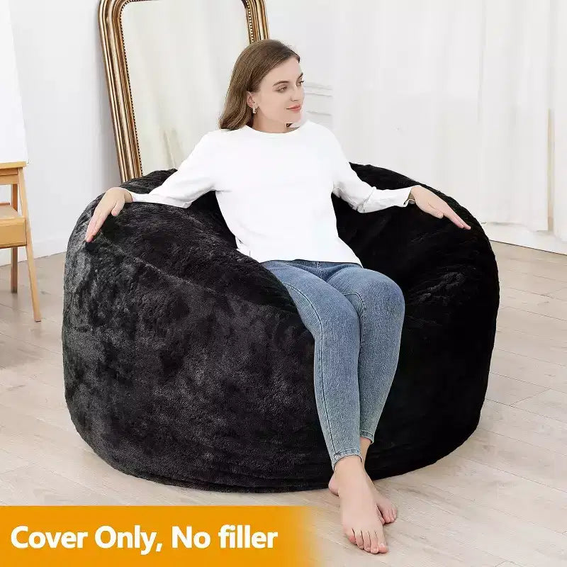 300gsm 100% Polyester PV Fleece Lazy Sofa Cover Black 150x65cm Home Decor