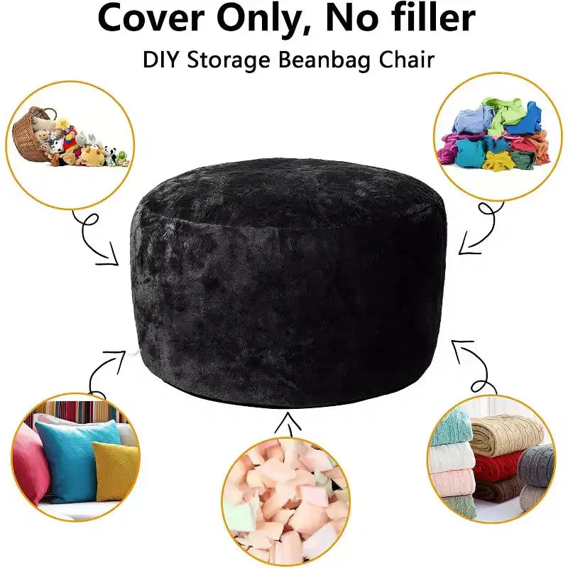 300gsm 100% Polyester PV Fleece Lazy Sofa Cover Black 150x65cm Home Decor