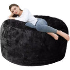 300gsm 100% Polyester PV Fleece Lazy Sofa Cover Black 150x65cm Home Decor
