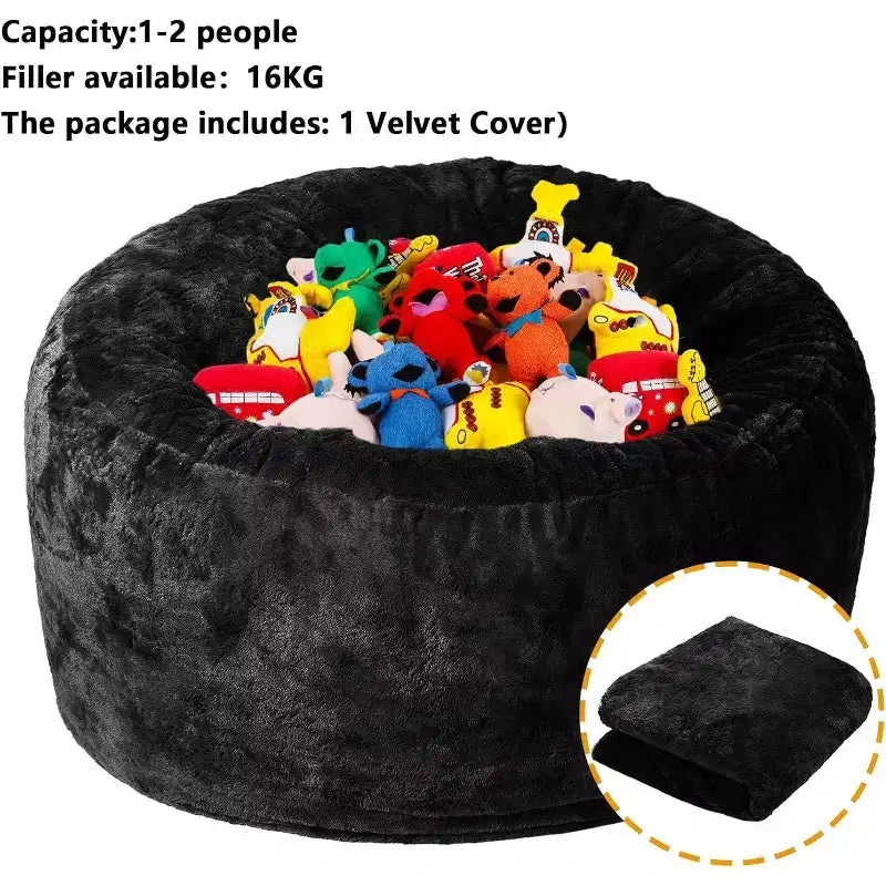 300gsm 100% Polyester PV Fleece Lazy Sofa Cover Black 150x65cm Home Decor