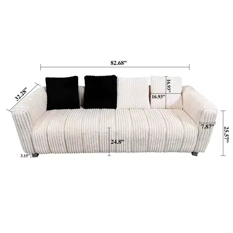 GDFStudio Croton 82.68 Modern Corduroy 3-Seater Sofa with Metal Legs