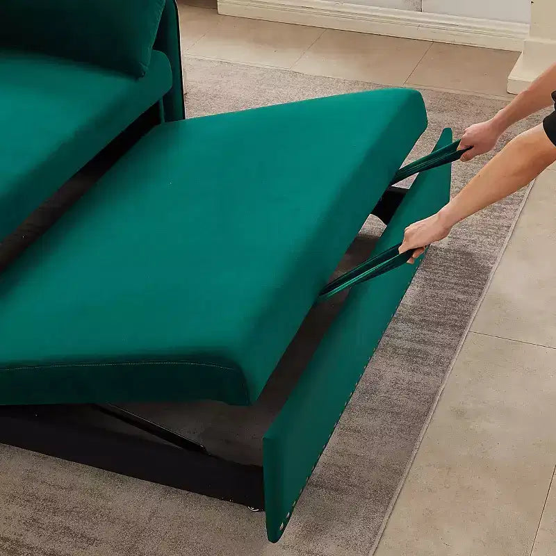 Modern Convertible Loveseat Sofa Bed, Comfy Velvet Sleeper with USB Port & Side Pockets, Space-Saving Furniture for Living Room, Bedroom, Apartment