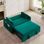 Modern Convertible Loveseat Sofa Bed, Comfy Velvet Sleeper with USB Port & Side Pockets, Space-Saving Furniture for Living Room, Bedroom, Apartment