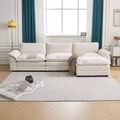 Karl Home |120 in. W Pillow Top Arm Chellie 3-Seat L-shaped Modern Sofa in White with Ottoman