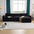 Karl Home |120 in. W Pillow Top Arm Chellie 3-Seat L-shaped Modern Sofa in Black with Ottoman