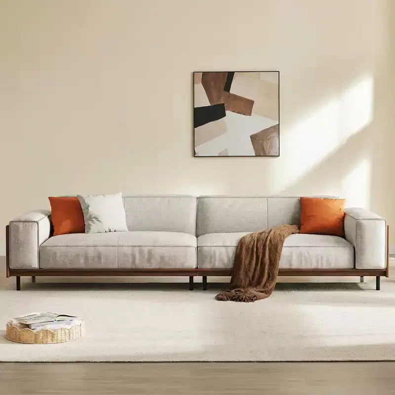 Luck Live Contemporary sofas 111.81in Cotton sofa suitable for living room, with 3 pillows&Removable Slipcover/Gray