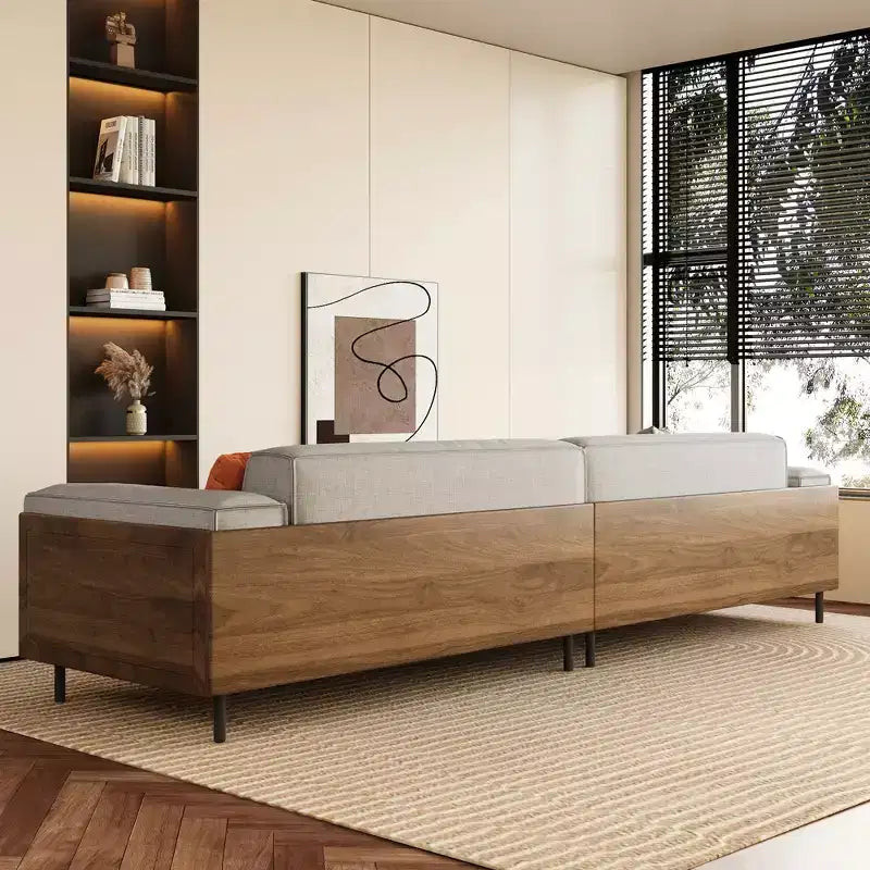 Luck Live Contemporary sofas 111.81in Cotton sofa suitable for living room, with 3 pillows&Removable Slipcover/Gray
