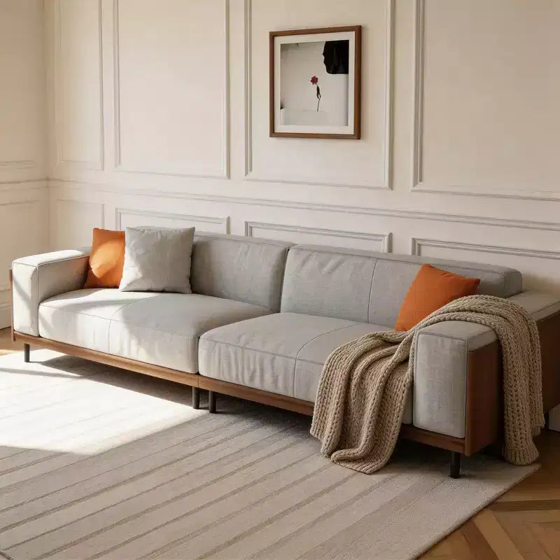 Luck Live Contemporary sofas 111.81in Cotton sofa suitable for living room, with 3 pillows&Removable Slipcover/Gray