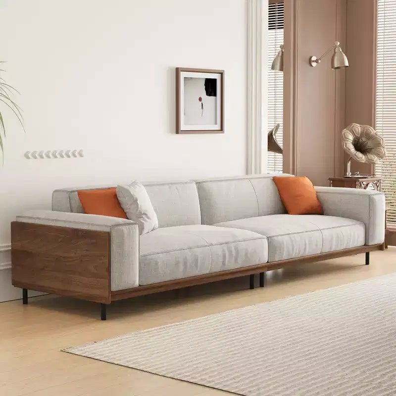 Luck Live Contemporary sofas 111.81in Cotton sofa suitable for living room, with 3 pillows&Removable Slipcover/Gray