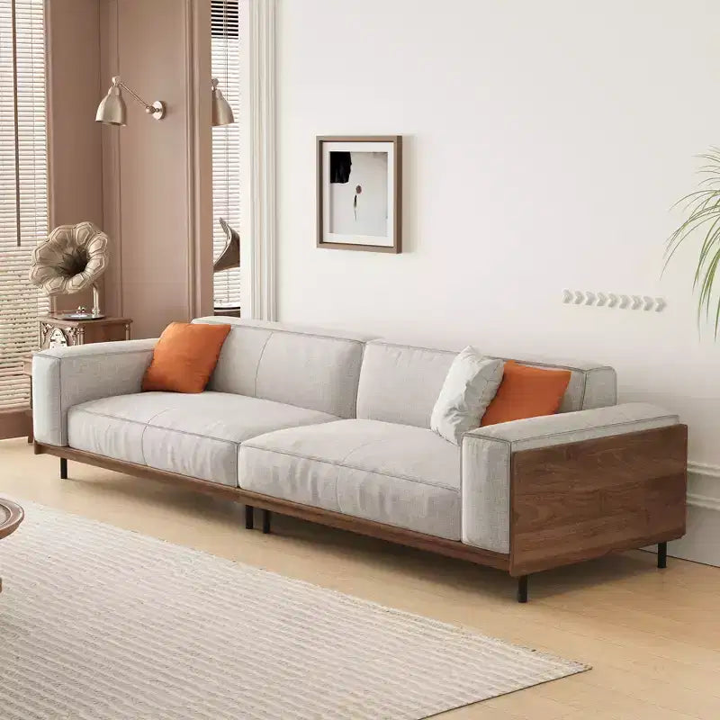 Luck Live Contemporary sofas 111.81in Cotton sofa suitable for living room, with 3 pillows&Removable Slipcover/Gray