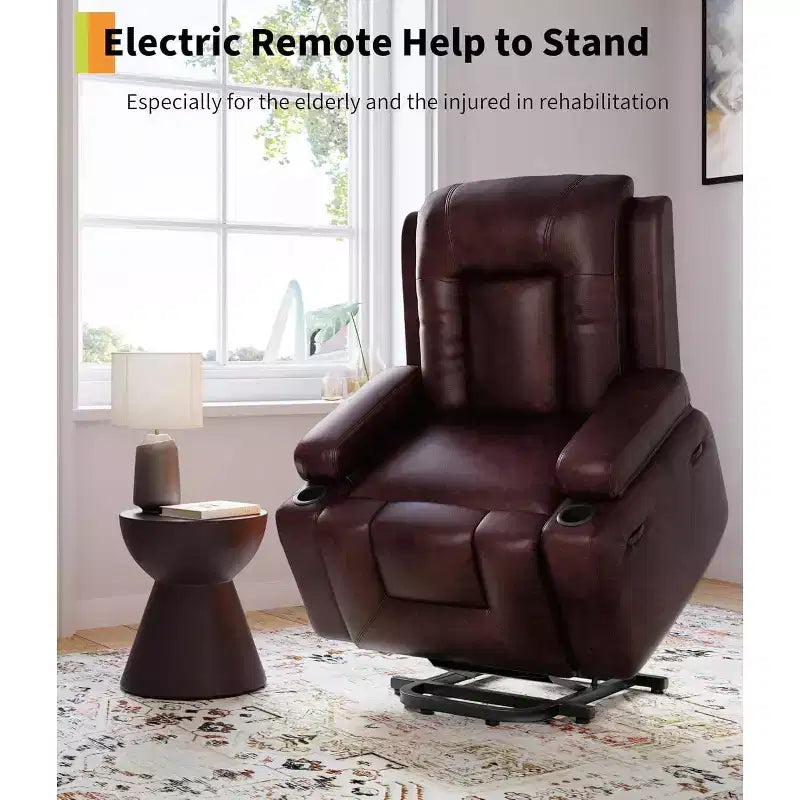 Fauteuil inclinable électrique surdimensionné, Siège de cinéma maison avec soutien lombaire, Canapé inclinable en similicuir PU avec dossier et pieds réglables