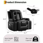 Fauteuil inclinable électrique surdimensionné, Siège de cinéma maison avec soutien lombaire, Canapé inclinable en similicuir PU avec dossier et pieds réglables