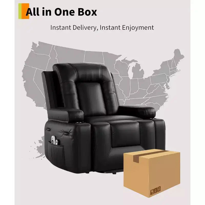 Fauteuil inclinable électrique surdimensionné, Siège de cinéma maison avec soutien lombaire, Canapé inclinable en similicuir PU avec dossier et pieds réglables