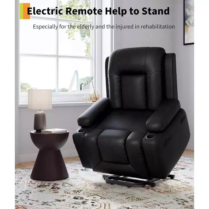 Fauteuil inclinable électrique surdimensionné, Siège de cinéma maison avec soutien lombaire, Canapé inclinable en similicuir PU avec dossier et pieds réglables