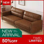 Luck Live Contemporary 86.61 inch Luxury Brown Oil Wax Leather Couch - High-End Vintage Sofa with Sturdy Frame and Cozy Feel Brown