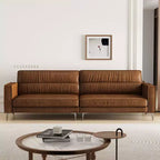 Luck Live Contemporary 86.61 inch Luxury Brown Oil Wax Leather Couch - High-End Vintage Sofa with Sturdy Frame and Cozy Feel Brown