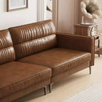 Luck Live Contemporary 86.61 inch Luxury Brown Oil Wax Leather Couch - High-End Vintage Sofa with Sturdy Frame and Cozy Feel Brown