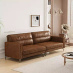 Luck Live Contemporary 86.61 inch Luxury Brown Oil Wax Leather Couch - High-End Vintage Sofa with Sturdy Frame and Cozy Feel Brown