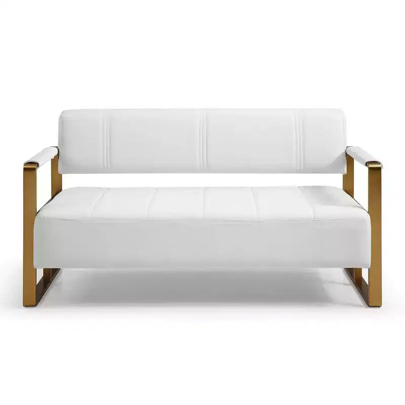 57.9 W Loveseat Sofa, 2 Seat Couch With Metal Armrests, Wide Thick Backrest, High-density Foam Seat Padded, Accent Love Seats