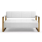 57.9 W Loveseat Sofa, 2 Seat Couch With Metal Armrests, Wide Thick Backrest, High-density Foam Seat Padded, Accent Love Seats