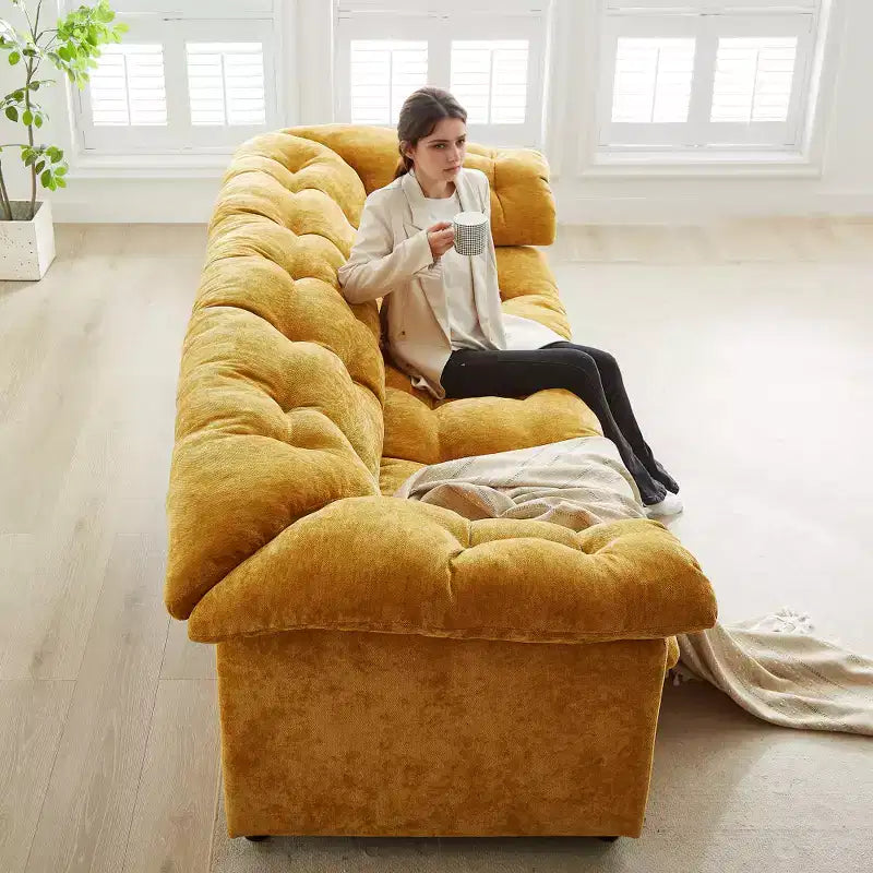 Zeus & Ruta 94.8 Modern Chenille Cloud Sofa with Deep Seat for for Living Room, Bedroom, Office