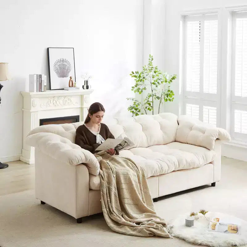 Zeus & Ruta 94.8 Modern Chenille Cloud Sofa with Deep Seat for for Living Room, Bedroom, Office