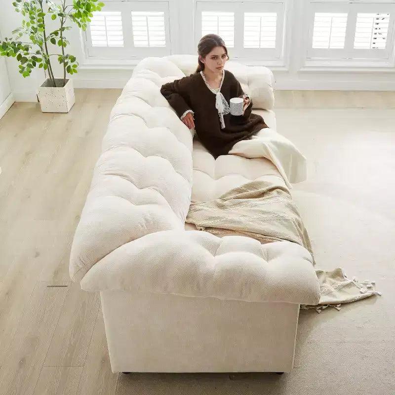 Zeus & Ruta 94.8 Modern Chenille Cloud Sofa with Deep Seat for for Living Room, Bedroom, Office