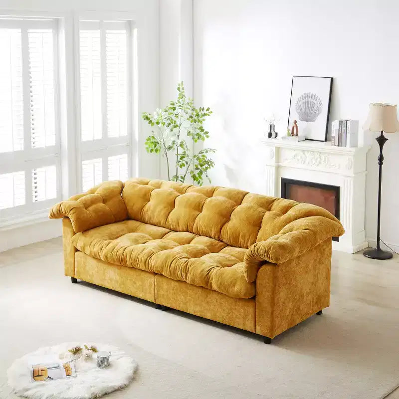 Zeus & Ruta 94.8 Modern Chenille Cloud Sofa with Deep Seat for for Living Room, Bedroom, Office
