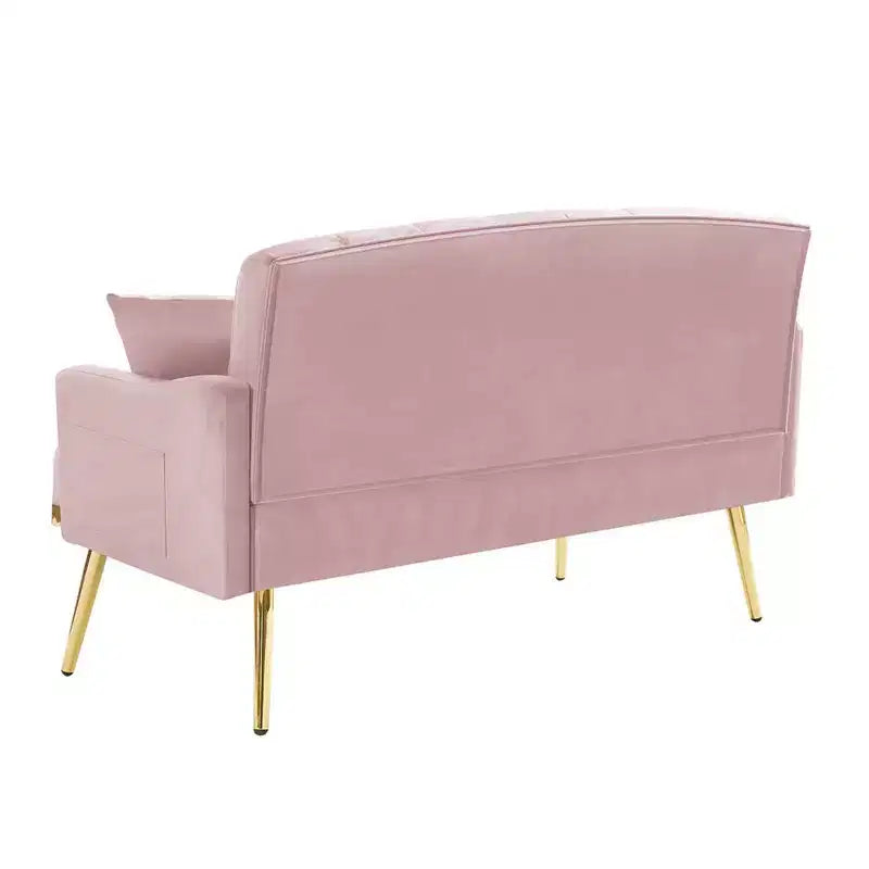 Causeuse rembourrée avec 2 oreillers, pieds en métal, canapé-lit en mousse pour chambre d'amis, bureau, salon.