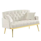 Causeuse rembourrée avec 2 oreillers, pieds en métal, canapé-lit en mousse pour chambre d'amis, bureau, salon.