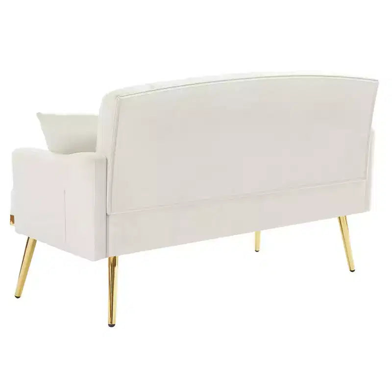 Causeuse rembourrée avec 2 oreillers, pieds en métal, canapé-lit en mousse pour chambre d'amis, bureau, salon.