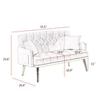 Causeuse rembourrée avec 2 oreillers, pieds en métal, canapé-lit en mousse pour chambre d'amis, bureau, salon.