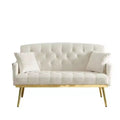 Upholstered Loveseat Couch With 2 Pillows Metal Legs Foam Couch Sleeper Sofa For Guest Room Office Living Room