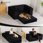 Canapé convertible Whisen, canapé-lit compression pour chien, canapé de sol moderne en velours côtelé avec oreiller, aucun assemblage requis
