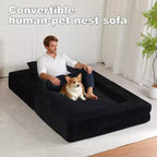 Canapé convertible Whisen, canapé-lit compression pour chien, canapé de sol moderne en velours côtelé avec oreiller, aucun assemblage requis