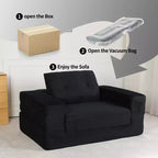 Canapé convertible Whisen, canapé-lit compression pour chien, canapé de sol moderne en velours côtelé avec oreiller, aucun assemblage requis