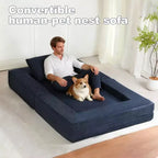 Canapé convertible Whisen, canapé-lit compression pour chien, canapé de sol moderne en velours côtelé avec oreiller, aucun assemblage requis