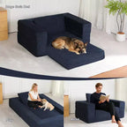 Canapé convertible Whisen, canapé-lit compression pour chien, canapé de sol moderne en velours côtelé avec oreiller, aucun assemblage requis
