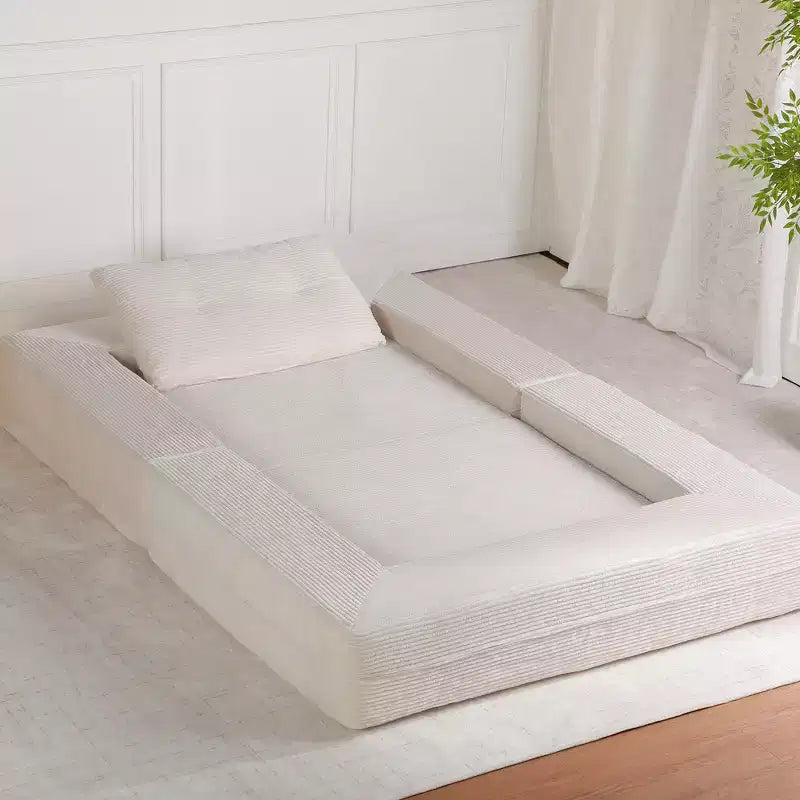 Canapé convertible Whisen, canapé-lit compression pour chien, canapé de sol moderne en velours côtelé avec oreiller, aucun assemblage requis