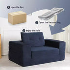 Canapé convertible Whisen, canapé-lit compression pour chien, canapé de sol moderne en velours côtelé avec oreiller, aucun assemblage requis