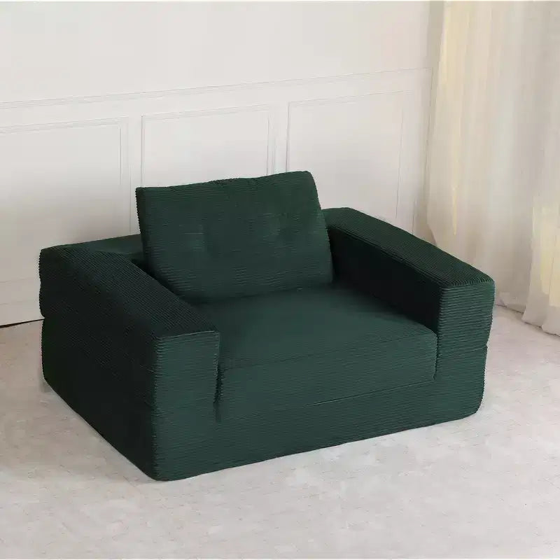 Canapé convertible Whisen, canapé-lit compression pour chien, canapé de sol moderne en velours côtelé avec oreiller, aucun assemblage requis