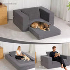 Canapé convertible Whisen, canapé-lit compression pour chien, canapé de sol moderne en velours côtelé avec oreiller, aucun assemblage requis