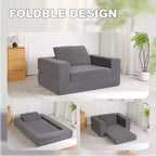 Canapé convertible Whisen, canapé-lit compression pour chien, canapé de sol moderne en velours côtelé avec oreiller, aucun assemblage requis