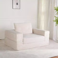 Whisen Convertible Sofa, Compression Human Dog Sofa Bed, Modern Corduroy Floor Couch With Pillow, No Assembly Required